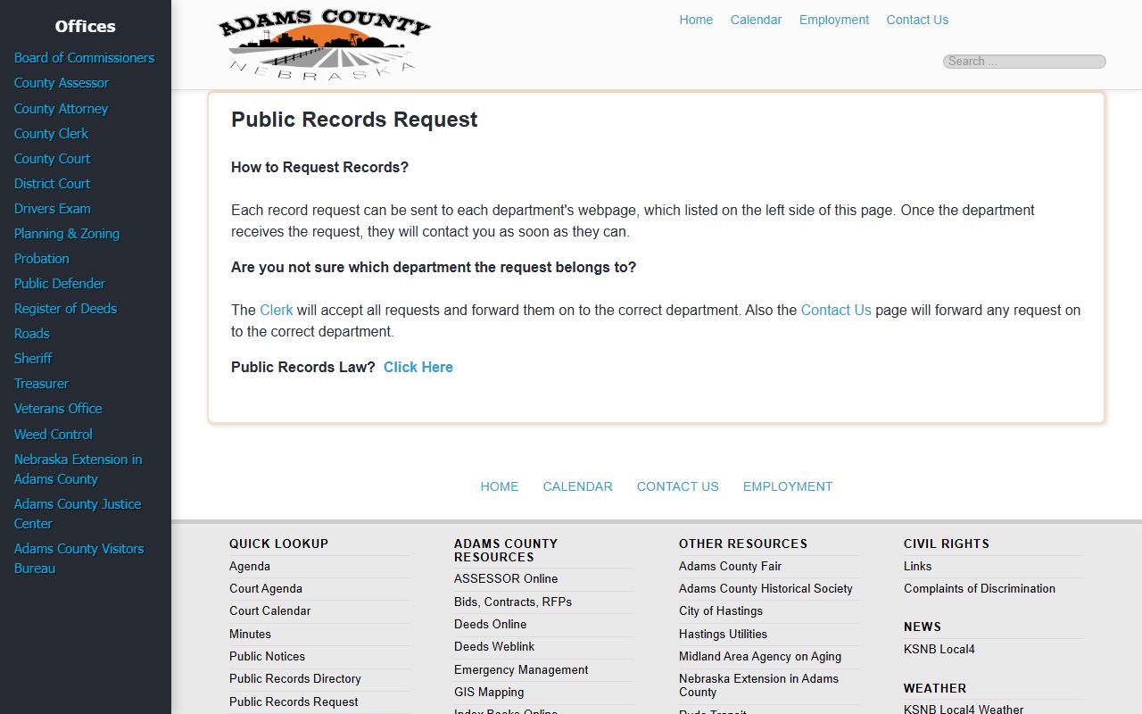 Adams County Justice Center jail records request route