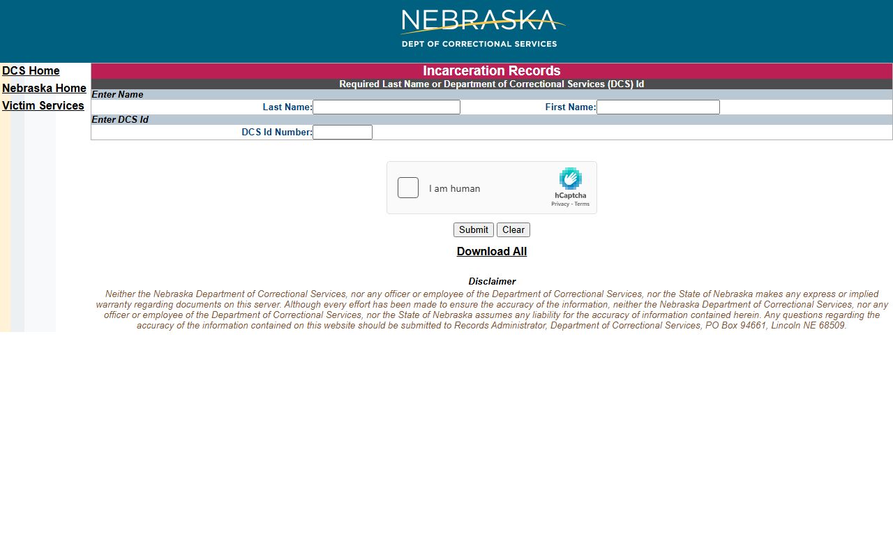 Adams County inmate records NDCS state prison locator
