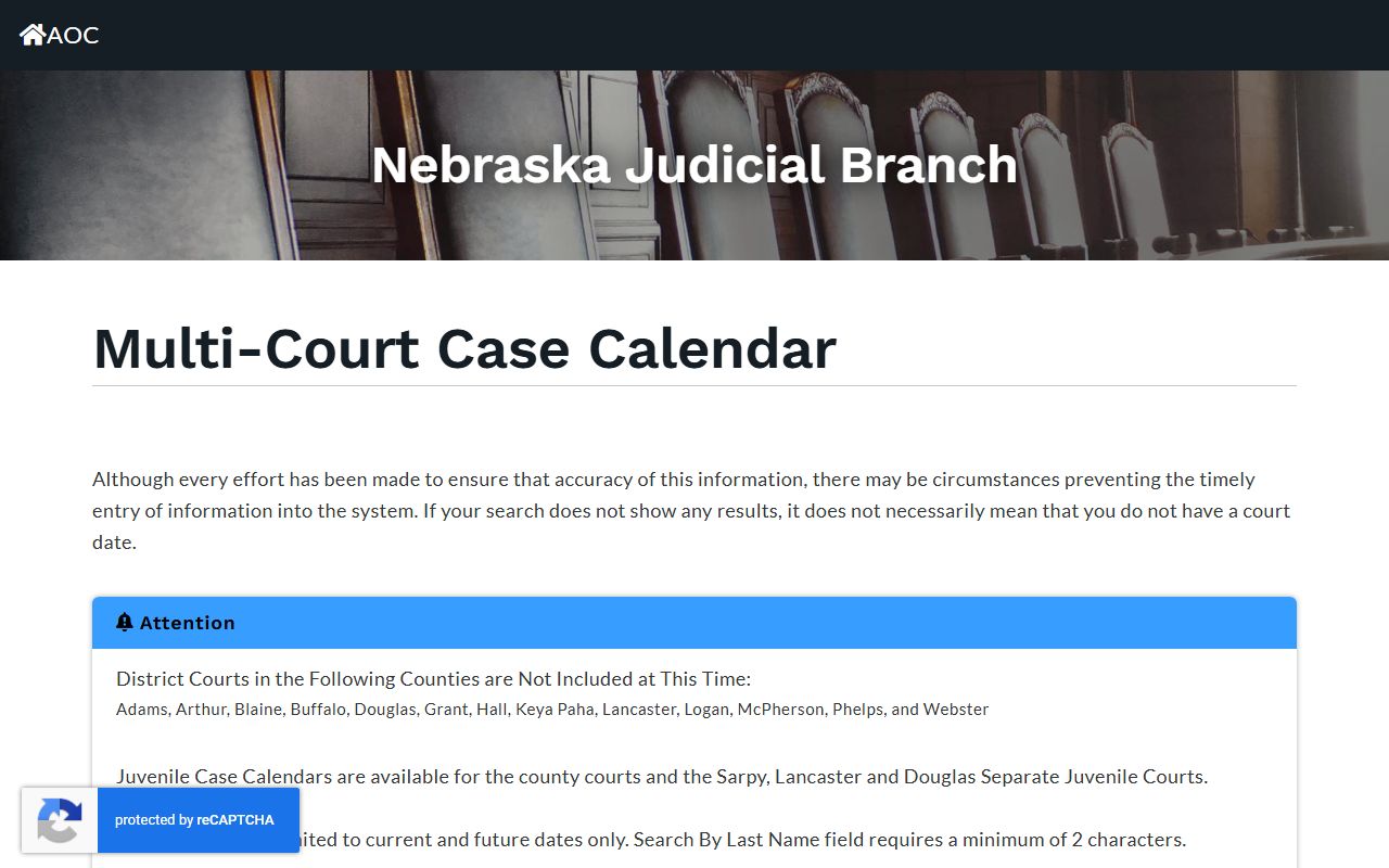 Adams County court records after arrest Nebraska court calendar